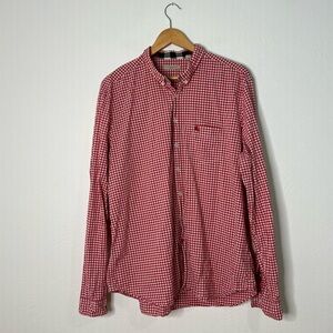 Burberry Red and White Checkered Casual Button Down Shirt